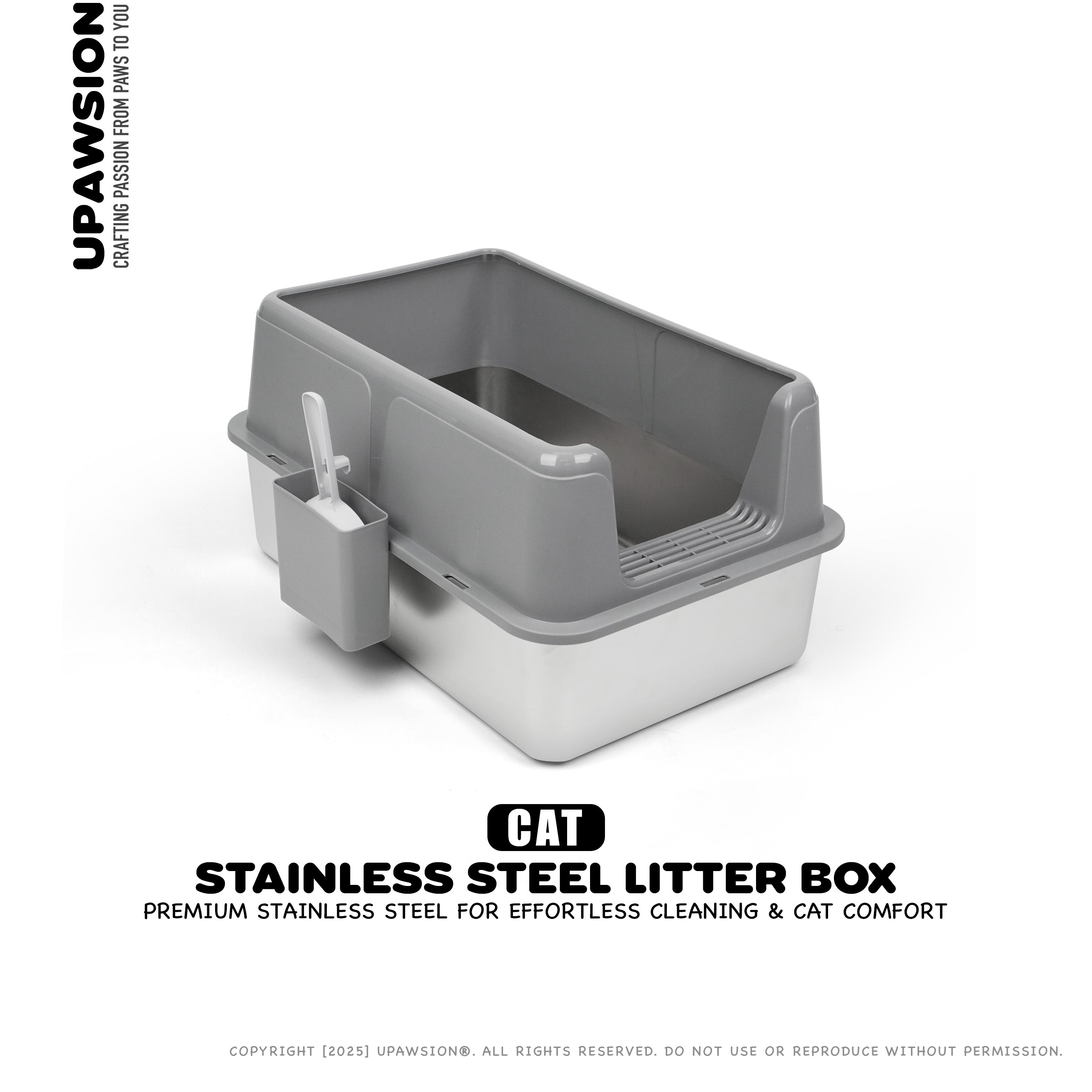 Stainless Steel Cat Litter Box - Front Entry