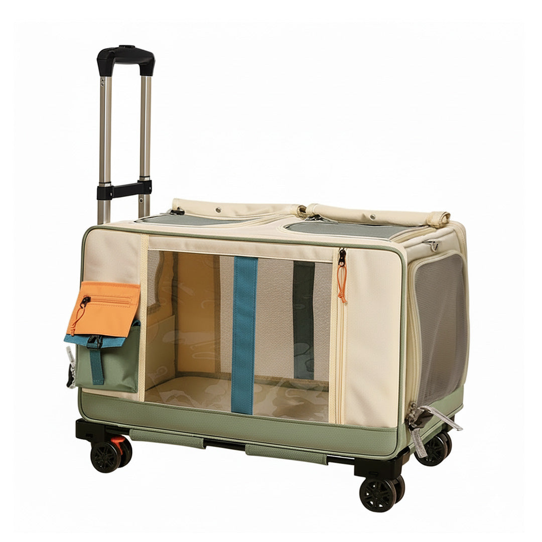 UPawsion Pet Horizontal Carrier & Stroller - Cream & Green