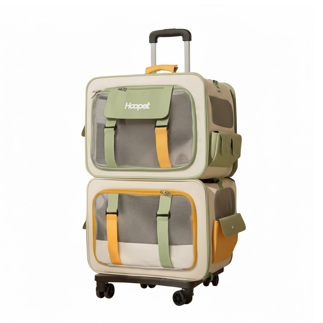 UPawsion Dual Carrier Pet Stroller - Cream & Green