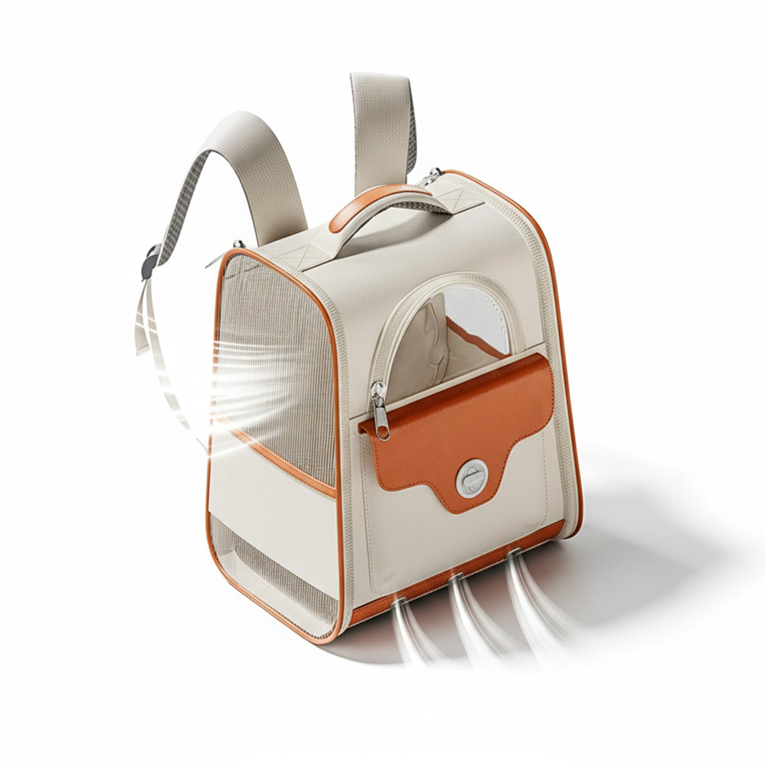 UPawsion Pet Carrier Bag - Cream & Brown