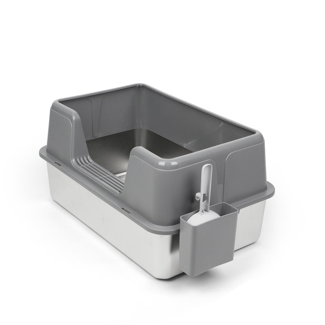 UPawsion Stainless Steel Cat Litter Box - Side Entry